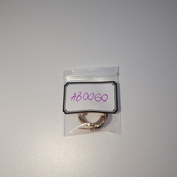 14K Tricolor Gold Semi Hoop Earrings With Diamond-Cut Design - Picture 8 of 8